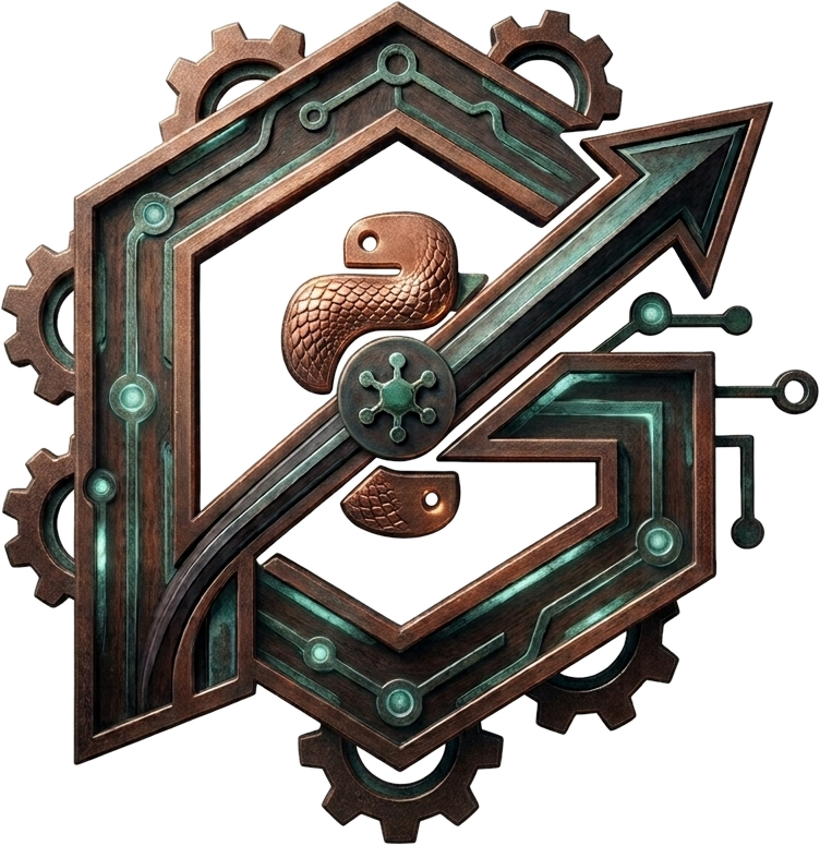 Emblème Cardea Gates — engrenages, circuits et flèche ascendante